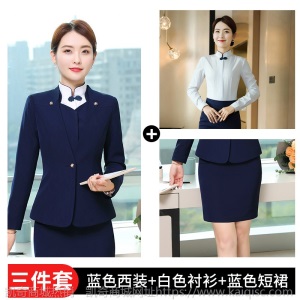 2020春夏新款职业套装女装高端酒店前台中式马甲工作服珠宝店制服