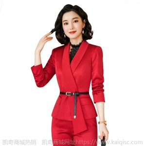 红色休闲正装女商务职业装主持人工作服韩版气质时尚年会西装套装