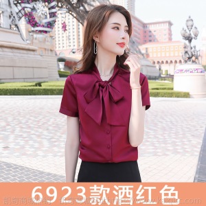 职业装短袖衬衫女2020夏季新款时尚气质衬衣珠宝店酒店工作服上衣