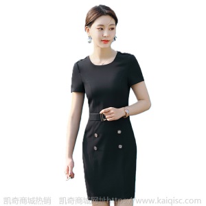 夏天连衣裙女2020春夏季新款裙子职业装正装教师面试美容师工作服