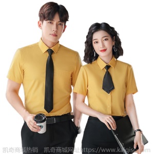 短袖衬衫女银行酒店前台职业工作服销售工装男女同款衬衣面试正装