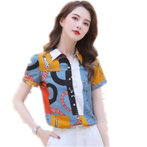职业装短袖衬衫女2020夏季新款时尚气质衬衣珠宝店酒店工作服上衣