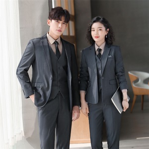 灰色工作服售楼职业装高端女人西装套装气质公务员面试服装商务ol