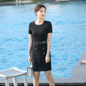 夏天连衣裙女2020春夏季新款裙子职业装正装教师面试美容师工作服