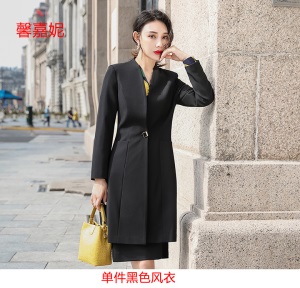 风衣女秋流行洋气无领西装外套新款韩版气质修身显瘦网红长款大衣