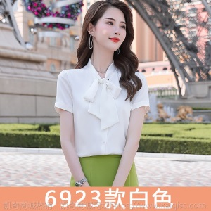 职业装短袖衬衫女2020夏季新款时尚气质衬衣珠宝店酒店工作服上衣