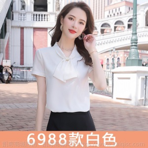 职业装短袖衬衫女2020夏季新款时尚气质衬衣珠宝店酒店工作服上衣