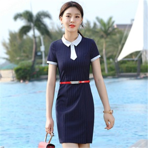2020春新款修身显瘦教师白领会所美容院珠宝店工作服职业连衣裙女