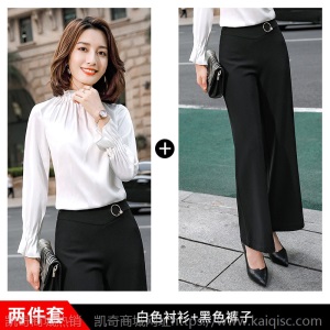宽松喇叭袖衬衫女春秋新款时尚立领长袖衬衣韩版百搭杏色雪纺上衣