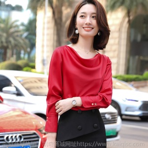红色衬衫女春秋长袖2020新款设计感小众心机上衣轻熟洋气通勤衬衣
