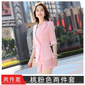 棉麻套装女2020春夏新款韩版宽松亚麻两件套条纹网红西装阔腿短裤