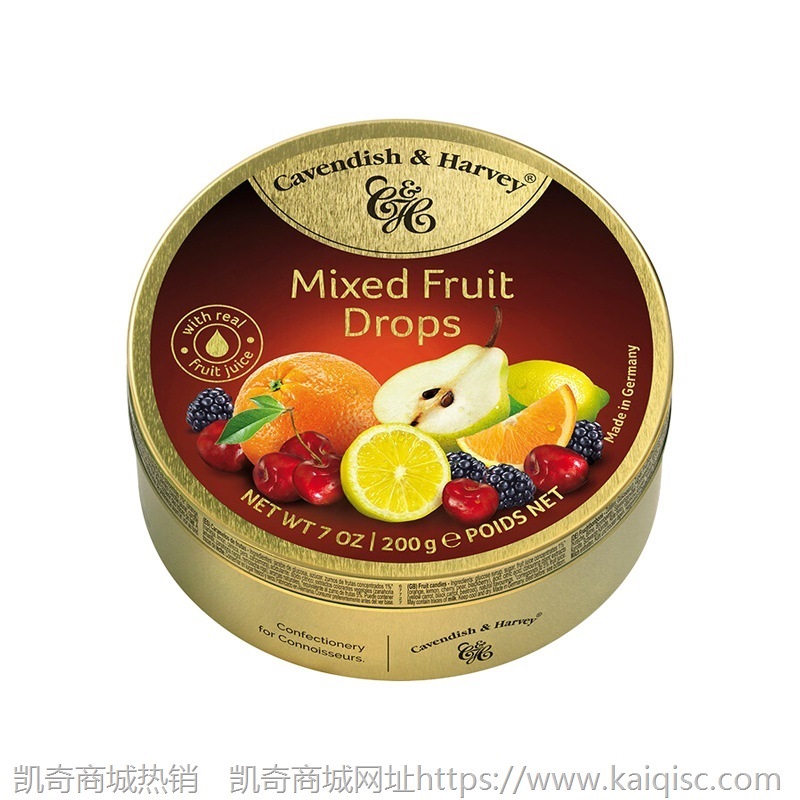 德国进口糖果嘉云糖混合水果味热带水果罐装喜糖礼物零食200g批发