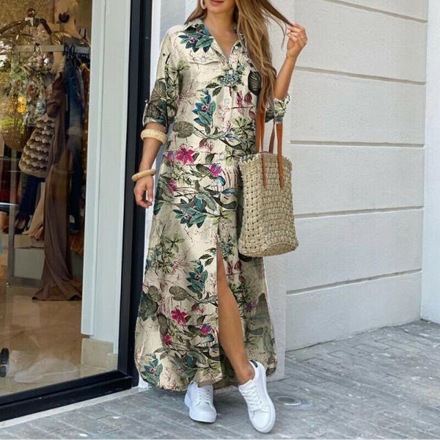 2020凯奇热销凯奇ebay新款凯奇春夏时尚性感衬衫长裙连衣裙女