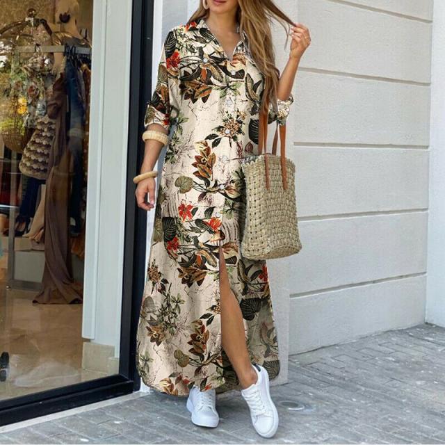 2020凯奇热销凯奇ebay新款凯奇春夏时尚性感衬衫长裙连衣裙女