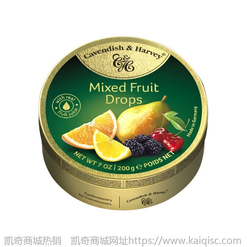 德国进口糖果嘉云糖混合水果味热带水果罐装喜糖礼物零食200g批发