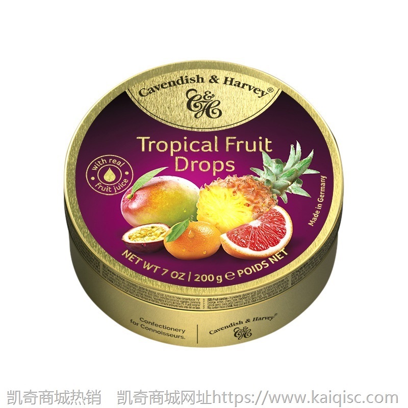 德国进口糖果嘉云糖混合水果味热带水果罐装喜糖礼物零食200g批发