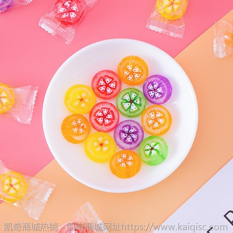 网红水果切片糖500g创意手工硬糖儿童可爱卡通婚庆喜糖果散装批发