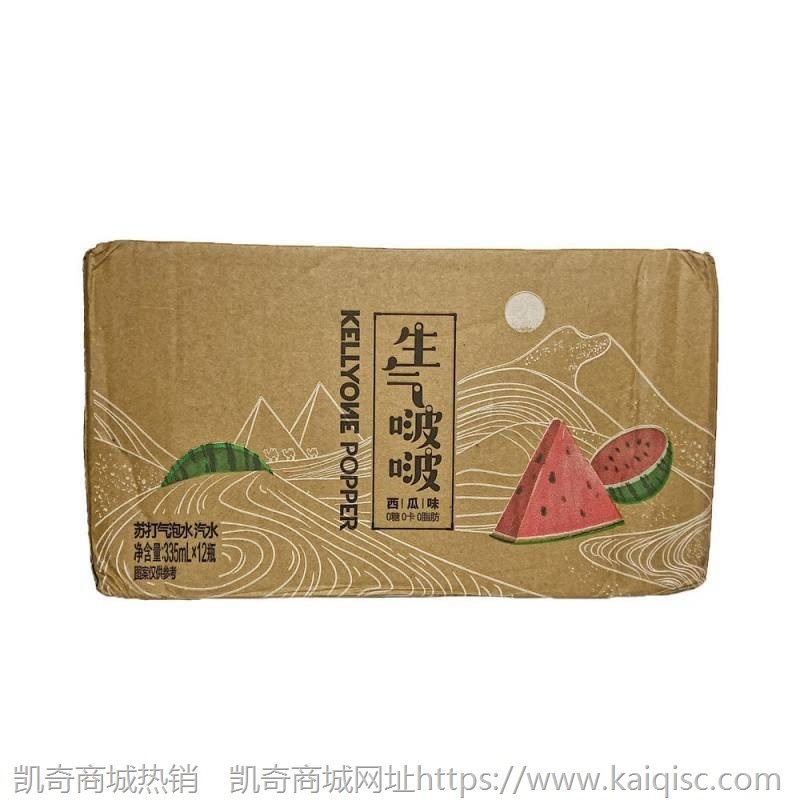 网红饮品Kellyone生气啵啵苏打水无糖气泡水0卡0脂335ml饮料批发