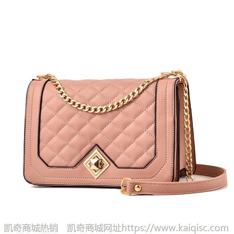 新款时尚女包PU软皮小方包 复古潮女士包包 单肩斜挎包菱格链条包