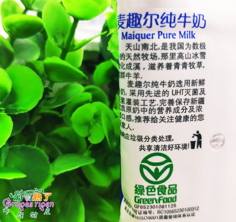 新疆麦趣尔纯牛奶利乐新鲜枕200g×16袋装包邮全脂1周乳5人纯奶