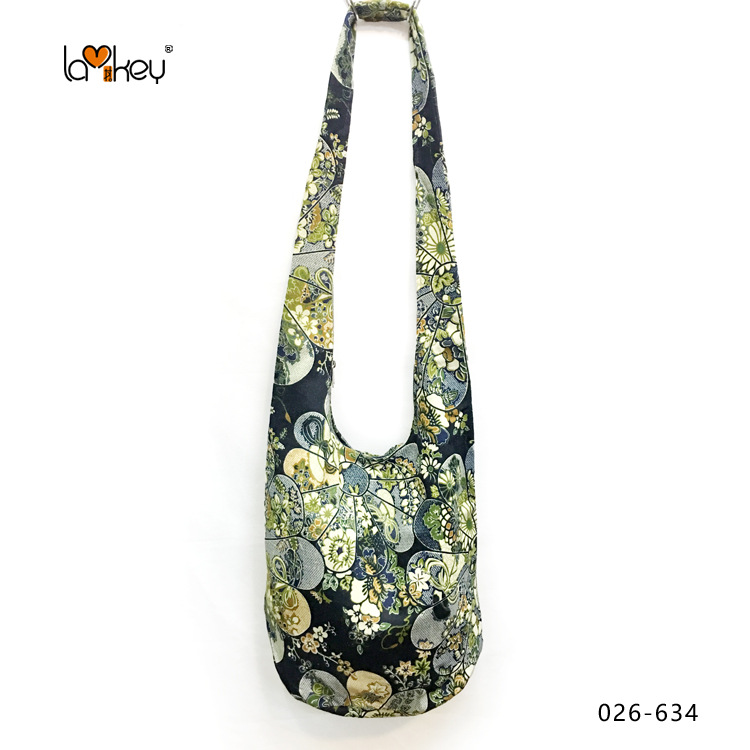 厂批 女士单肩斜挎 文艺范水桶包 麻棉印花提花bag 休闲布包