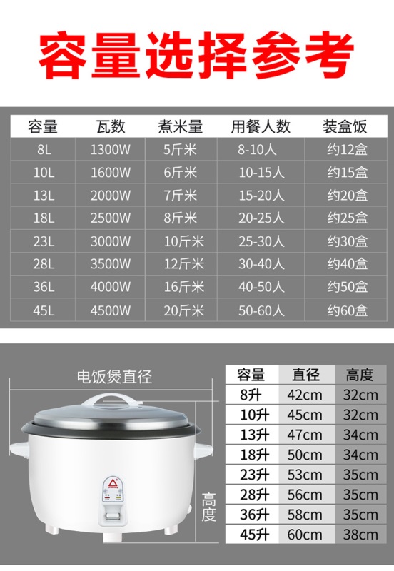 厂家批发商用大容量电饭锅8-45L酒店家用大电饭煲小家电厨房电器