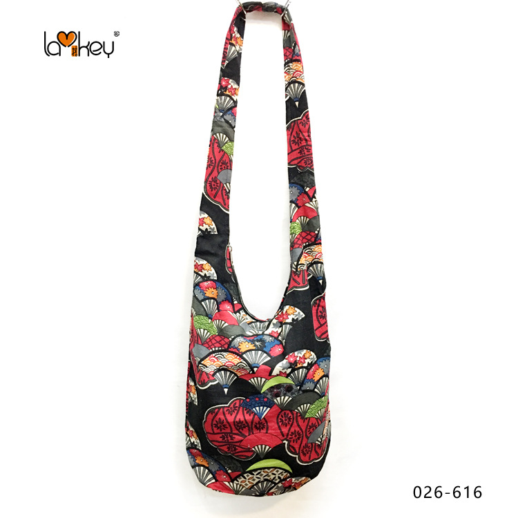 厂批 女士单肩斜挎 文艺范水桶包 麻棉印花提花bag 休闲布包