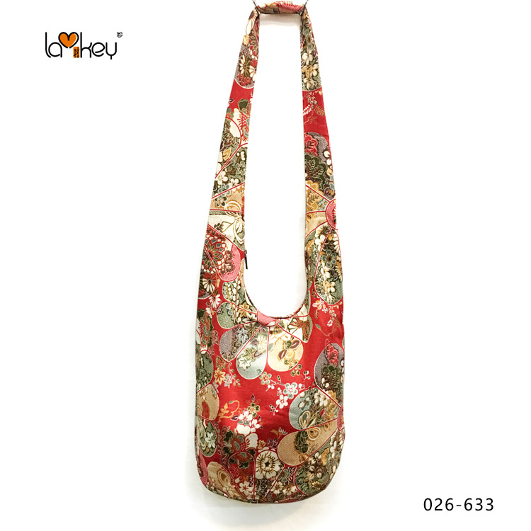 厂批 女士单肩斜挎 文艺范水桶包 麻棉印花提花bag 休闲布包