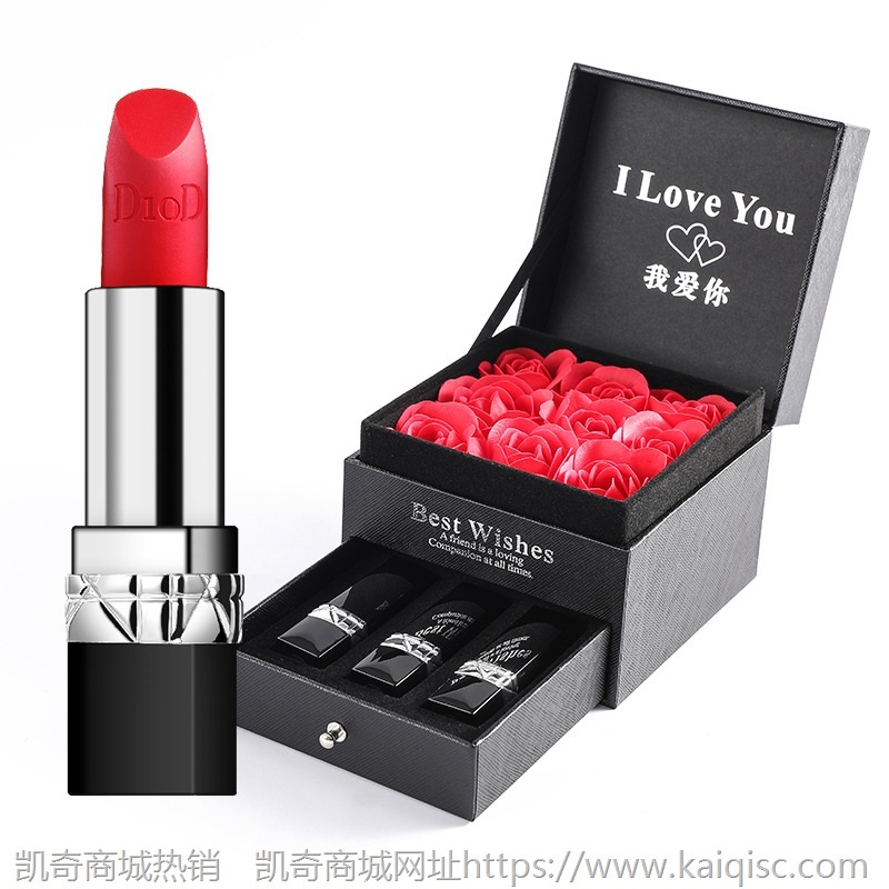 直播网红抖音爆款女士口红999黑色礼盒套装（备注口红色号）