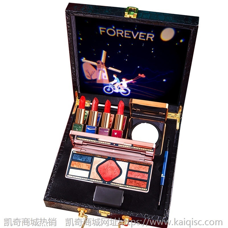 【爱礼一万年】彩妆礼盒雕花口红浮雕九色眼影双头眉笔中国风套装