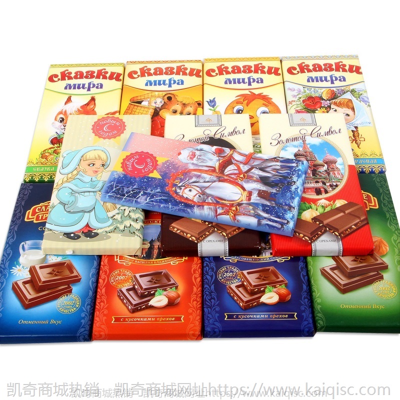 俄罗斯进口巧克力多口味果仁夹心城堡巧克力休闲零食85g一件代发