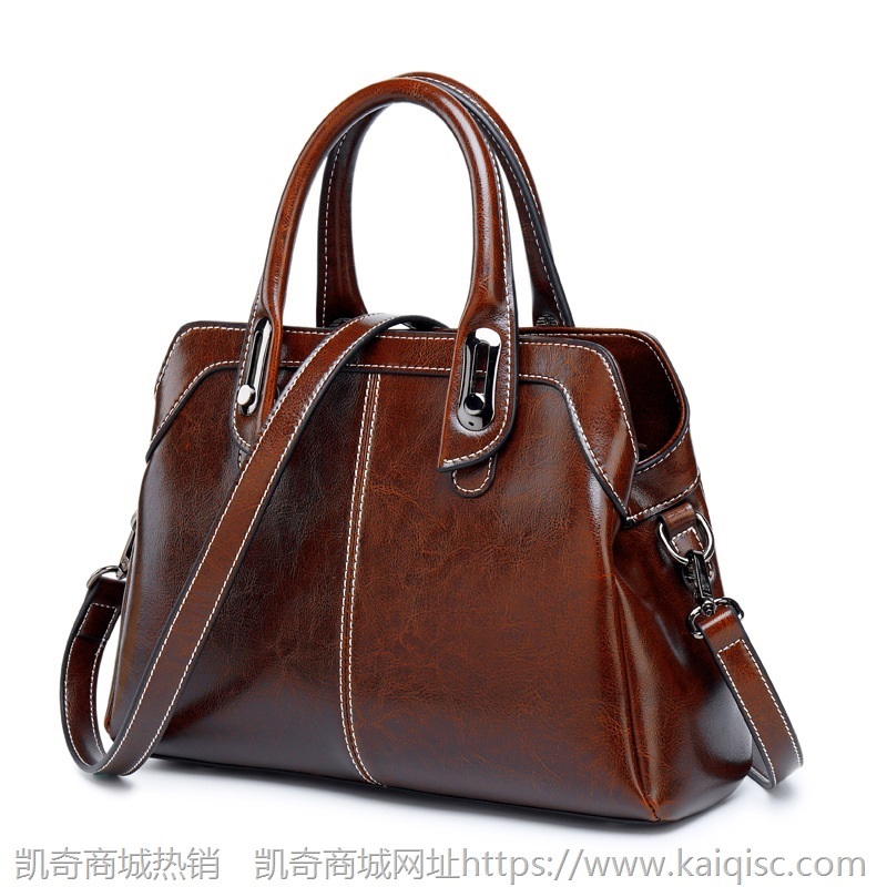包包女2021新款拼接真皮女包单肩包时尚凯奇风范牛皮手提包广州潮