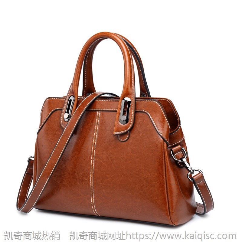 包包女2021新款拼接真皮女包单肩包时尚凯奇风范牛皮手提包广州潮