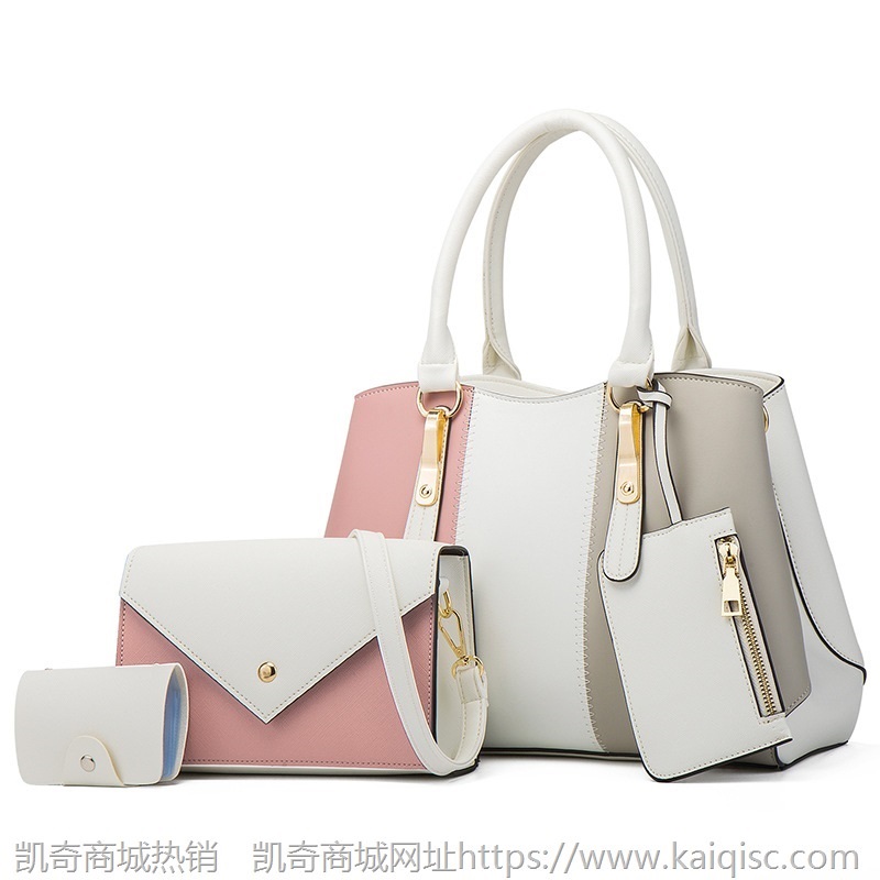 新款时尚撞色女包女式手提包单肩斜挎包子母包四件女士包包