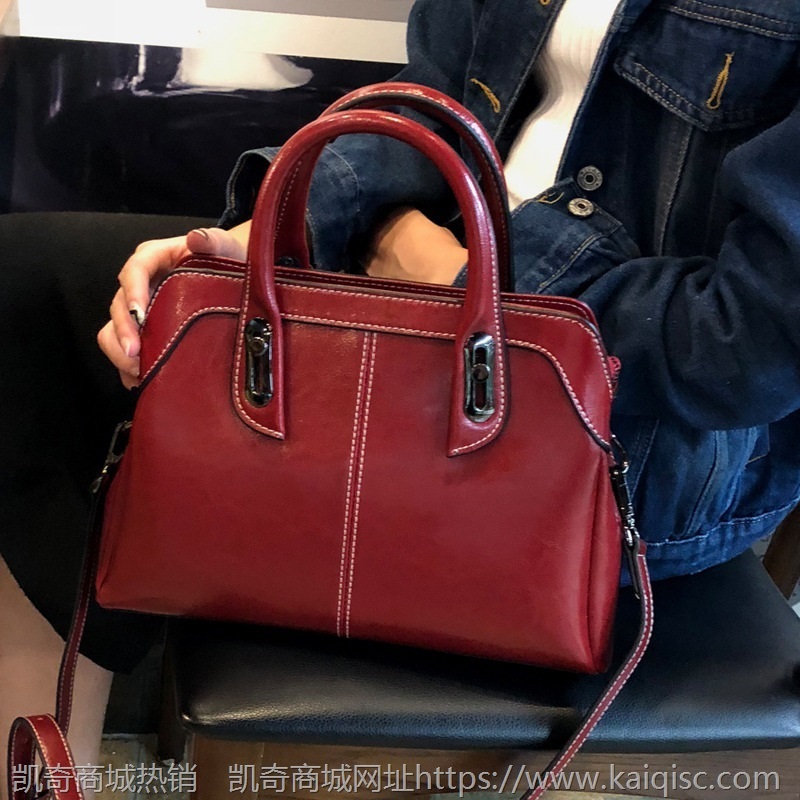 包包女2021新款拼接真皮女包单肩包时尚凯奇风范牛皮手提包广州潮