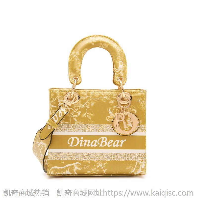 秋季新款包包 女包斜挎单肩包 印花皮革戴妃包 女士包手腕包