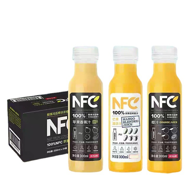 批发农夫山泉100%NFC果汁300ml*24瓶整箱常温果汁多口味可选