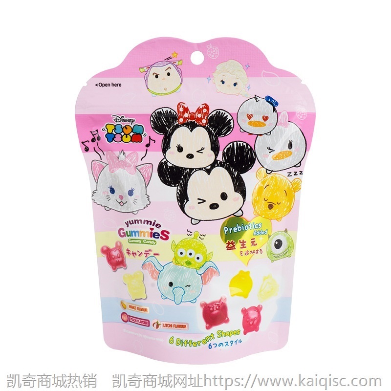 迪士尼新款TsumTsum益生元水果味软糖儿童QQ糖果休闲零食橡皮糖10