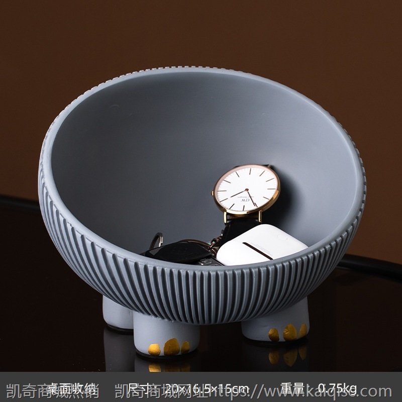 创意轻奢吞金兽玄关钥匙收纳桌面摆件家居饰品客厅茶几果盘收纳盒