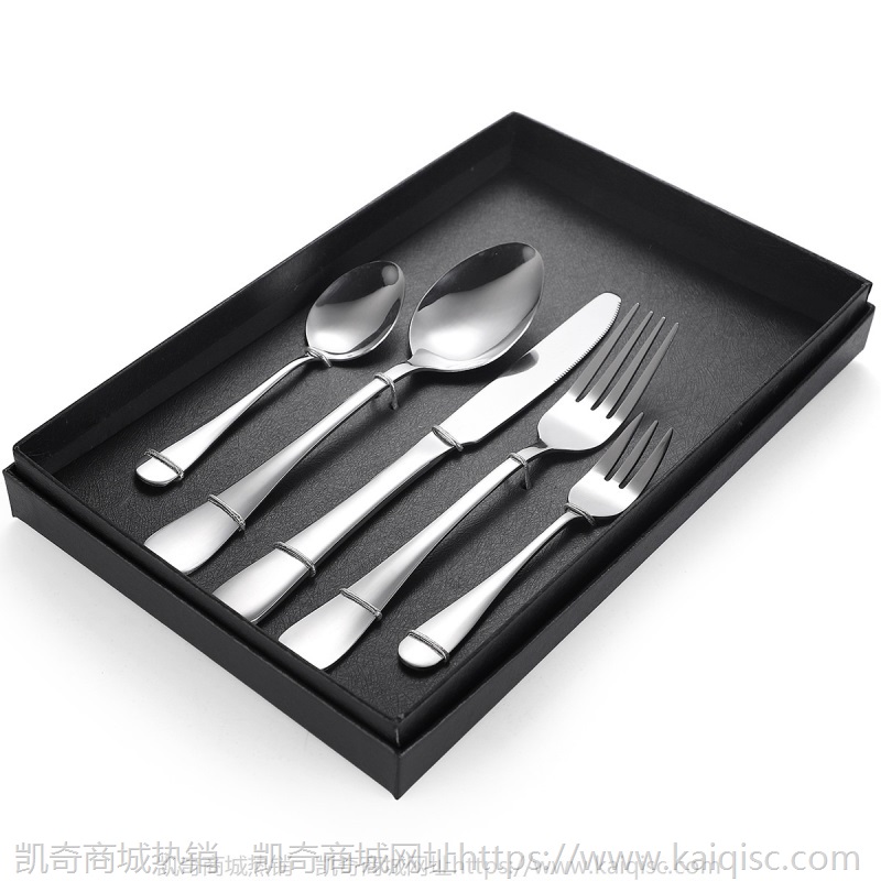 镀金1010餐具喷漆五件套厂家餐具套餐不锈钢餐具刀叉勺LOGO礼品盒