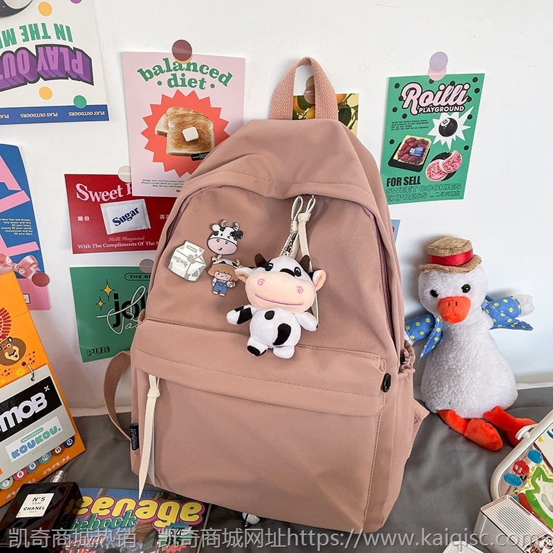 日系简约书包女韩版原宿风学生背包初中森系ins大容量双肩包