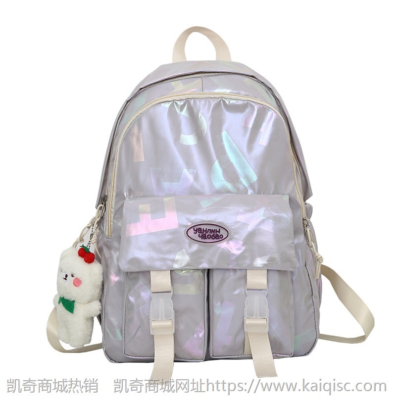 2021新款可爱校园小清新镭射学生书包搞怪少女软妹反光双肩包潮