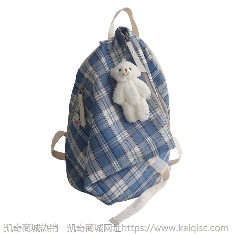 新款2021女生背包大容量日系格子时尚双肩包高中大学生书包潮