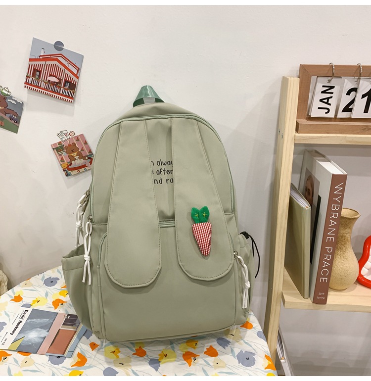 兔耳朵双肩包韩版2021新款可爱卡通中学生书包少女大容量双背包
