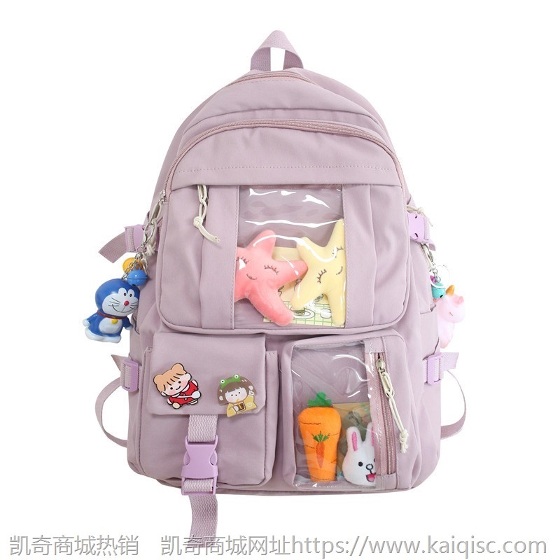 双肩包女2021新款韩版ins甜美少女背包初中学生日常休闲旅行书包