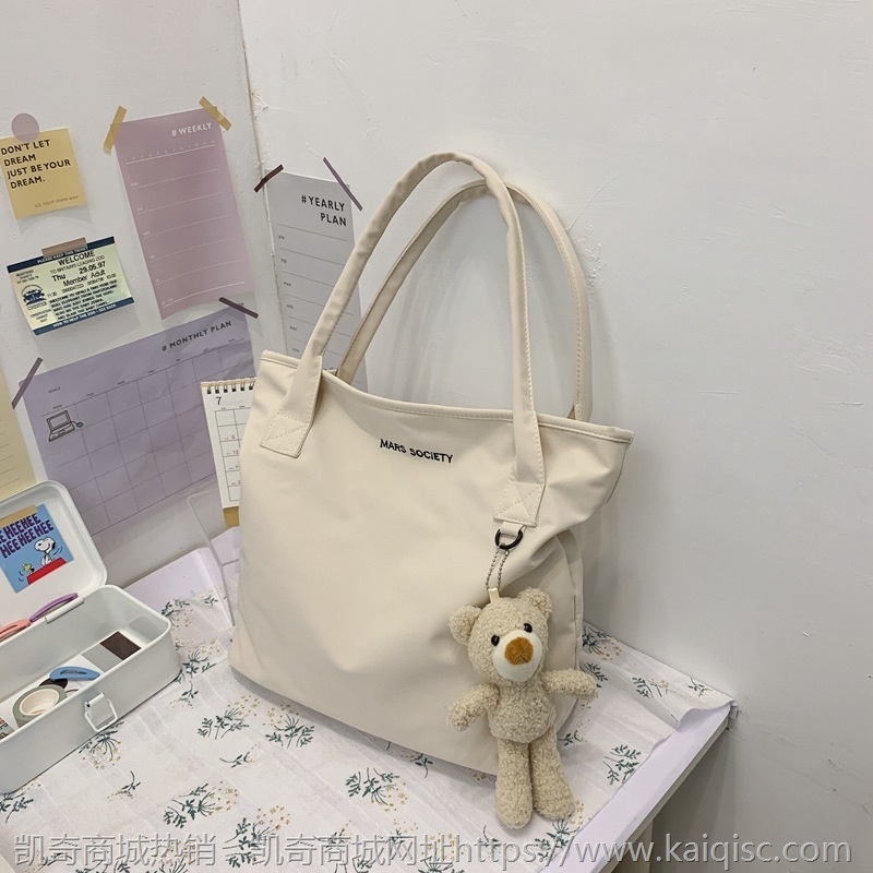 原宿风简约尼龙手提兜子2020ins韩版新款休闲单肩斜挎包批发