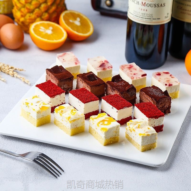 慕斯小蛋糕500g/30块/盒西式味组合方块甜品半成品摆摊独立站