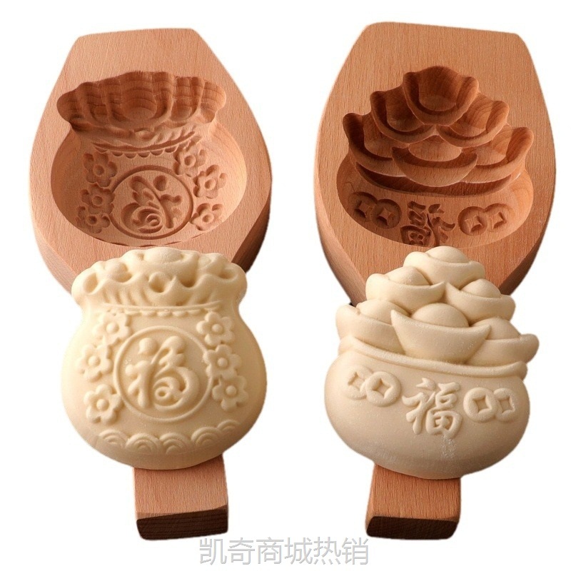 过年做馒头花馍模具山东手工鱼花饽饽家用木质面食工具福寿面花样