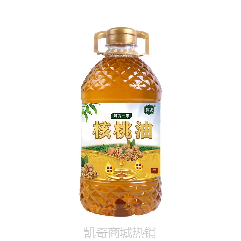 纯核桃油2.7L大桶装低温冷榨家用商用食用油5斤核桃油厂家代发