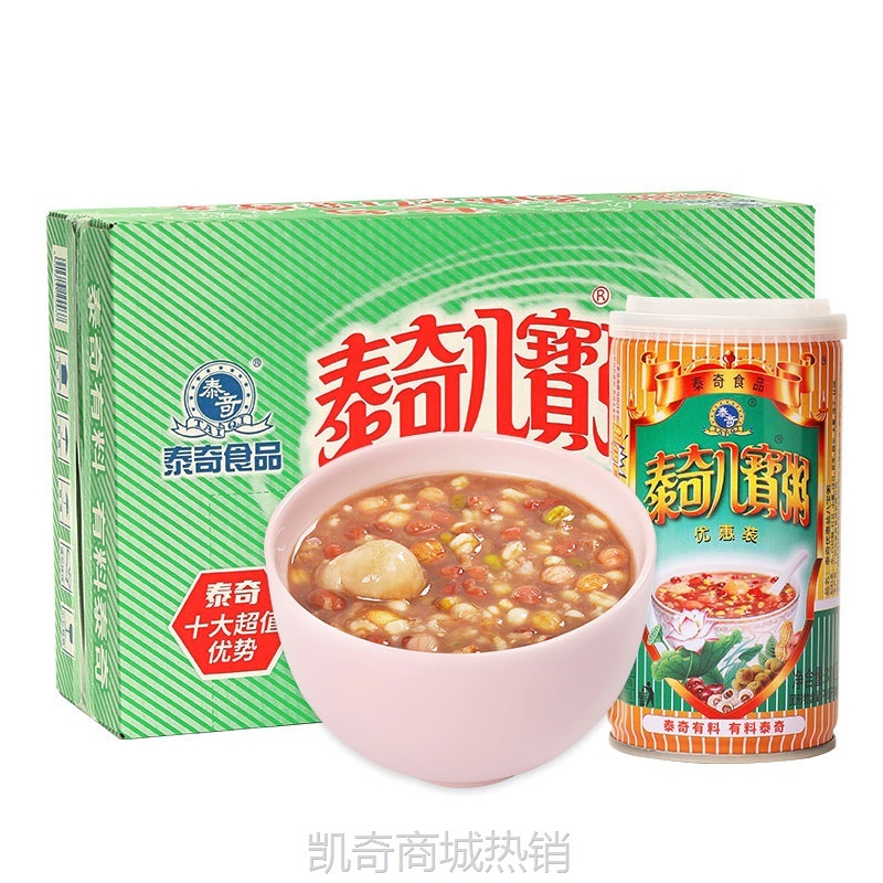 泰奇八宝粥桂圆莲子营养0添加速食早餐粥优惠装370g*24罐整箱